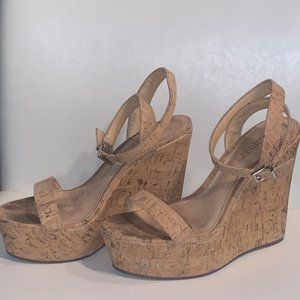 Schutz Women's Eduarda Platform Wedge Sandals Cork 7.5